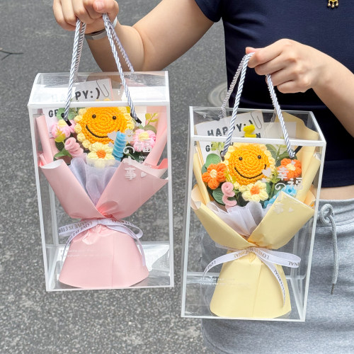 幼儿园小学毕业礼物手工针织玫瑰向日葵花束礼盒送小朋友学生惊喜
