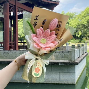 创意礼物送老师成品手工编织扭扭棒国风荷花花束仪式 感生日礼物
