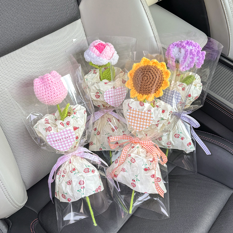 创意三八妇女节礼物送妈妈员工手工编织成品向日葵毛线花公司活动