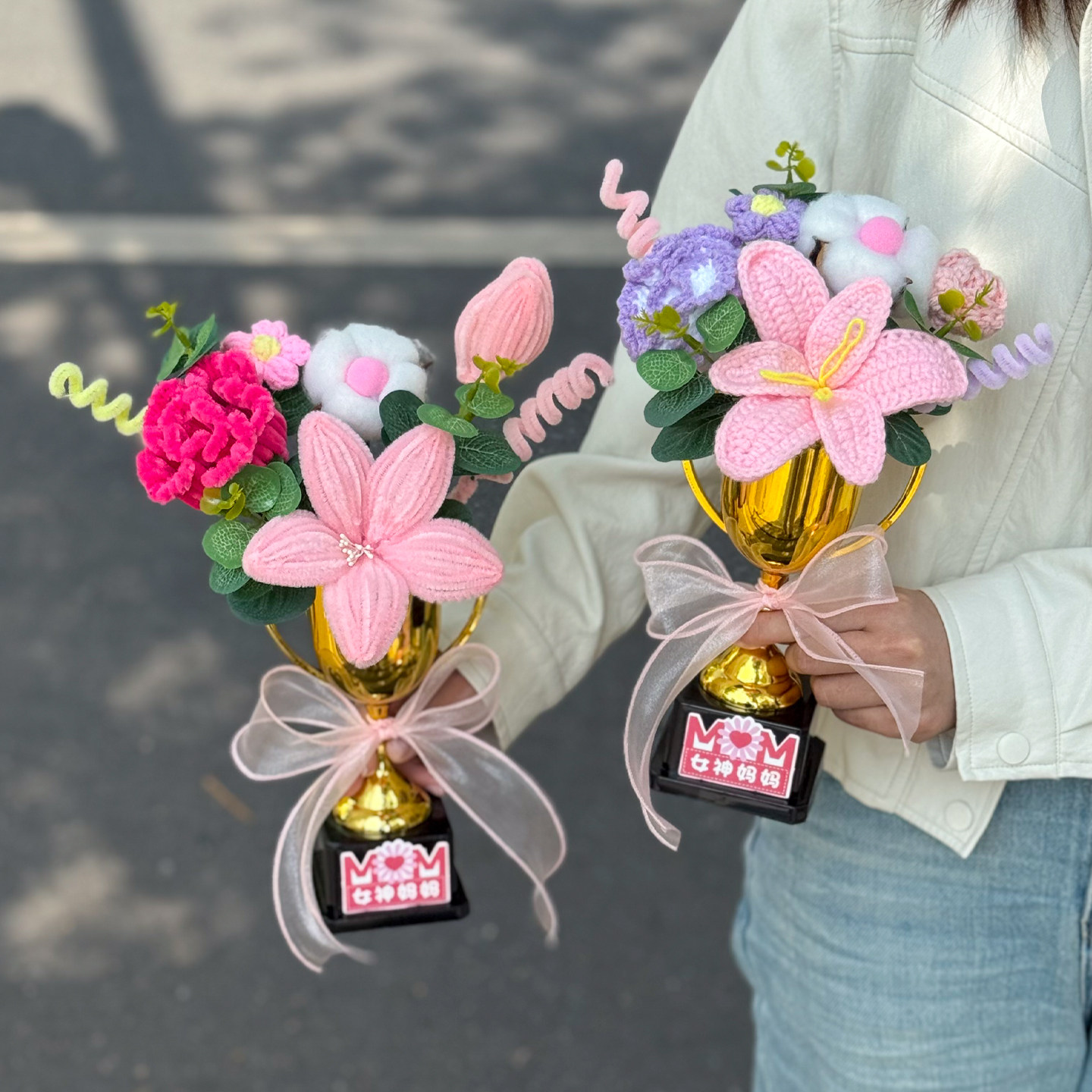 扭扭棒仿真钩织郁金香花束母亲节图片