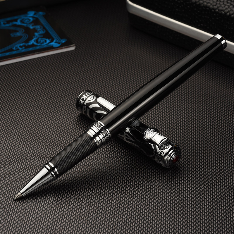 독일 공작 서명 펜 금속 젤 펜 검정 물펜 남성과 여성 비즈니스 사무실 고급 서명 라운드 보석 펜 기념 조각 선물 세트 선물 개인 맞춤 로고