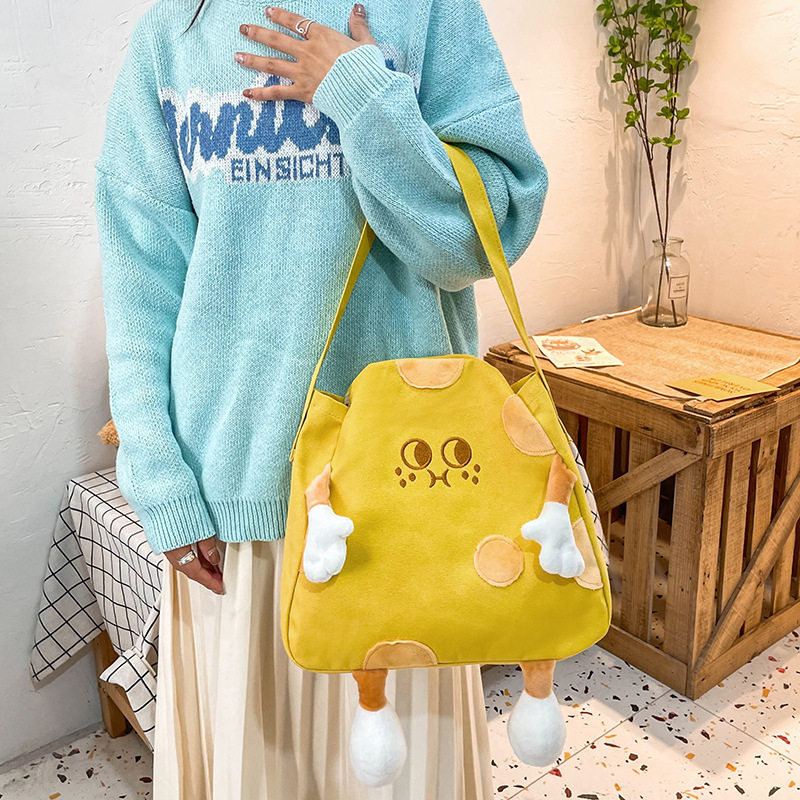 大容量斜跨帆布女包帆布卡通小包包女春季跨境新款时尚休闲单肩