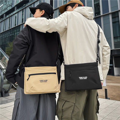 跨境新款ins风单肩斜挎包男大容量工装邮差包学生手机包男单肩包