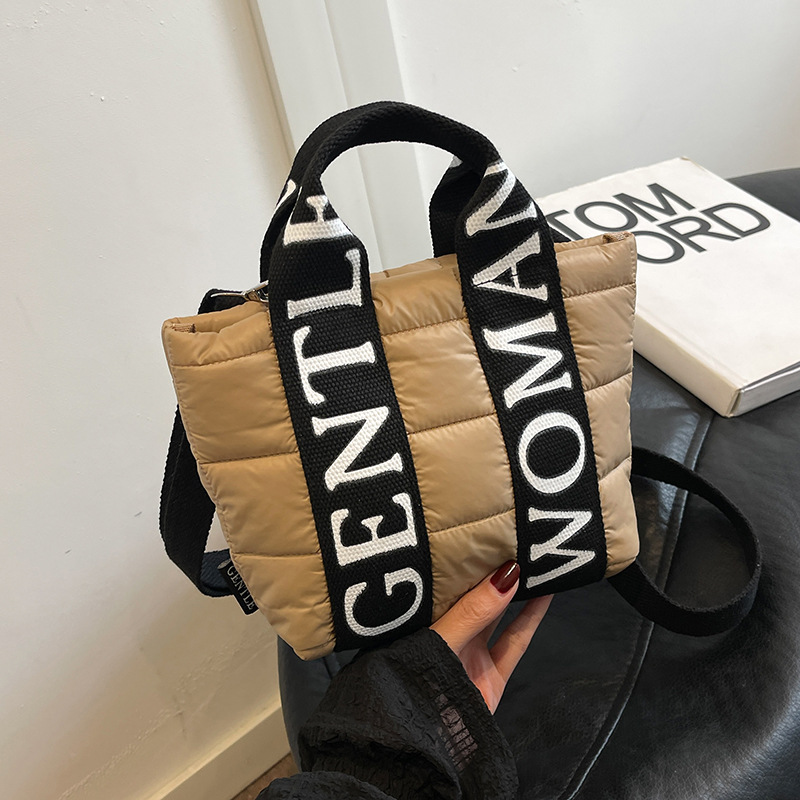 Gentlewoman休闲字母小包包女2024冬季新款时尚撞色手提包小方包