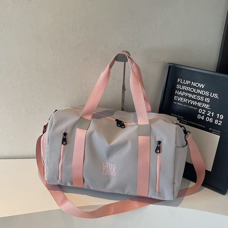 跨境圆筒行李袋户外撞色运动健身瑜伽包大容量待产包外出旅行包