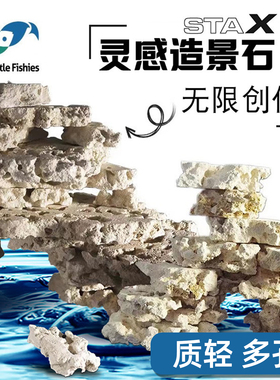 两只小鱼灵感造景石海缸培菌造景石免暴藻STAX自然造景石随意摆放