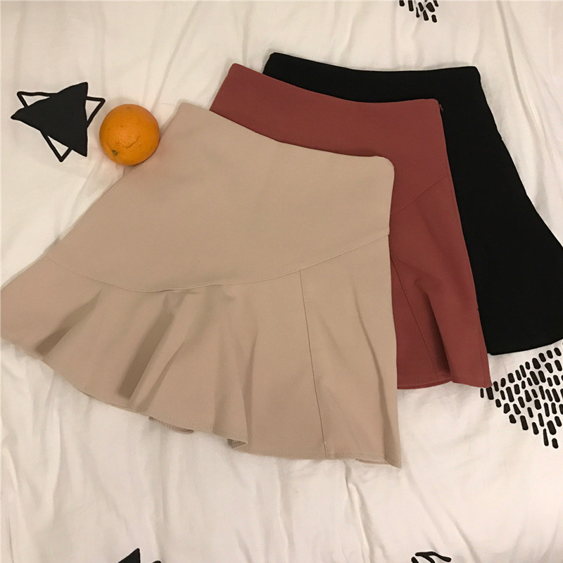 复古chic韩版夏新款显瘦木耳边纯色修身a字裙半身裙女高腰短裙子在类目 女装/女士精品, 半身裙中 - 来自Buy2taobao.com提供专业的淘宝代购服务