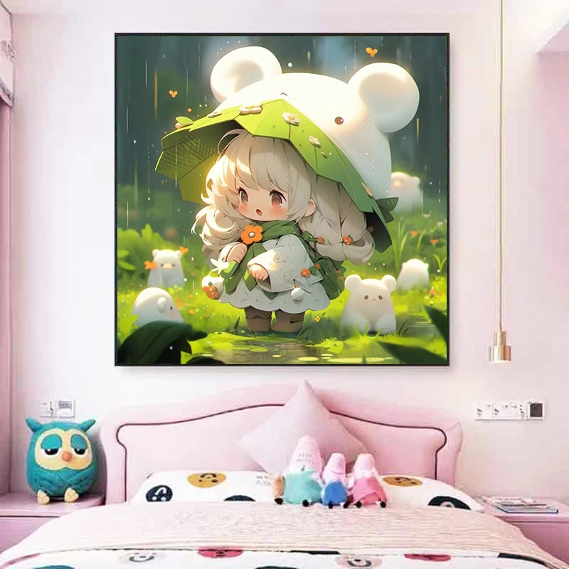 【加厚绣布】客厅十字绣卧室儿童房绿光森林卡通女孩43色满绣无勾
