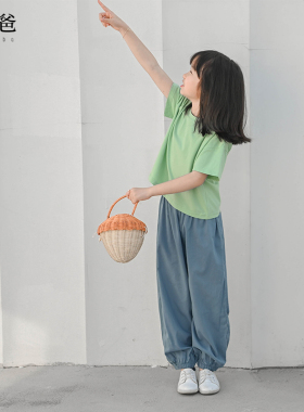 蔡爸爸童装时尚百搭夏装束脚裤男女大童防蚊防晒长裤子132+986