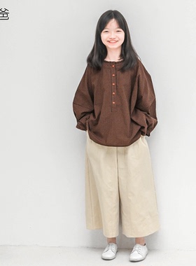 蔡爸爸童装长袖衬衣服女童独特超好看格子衬衫春秋装母女888+628