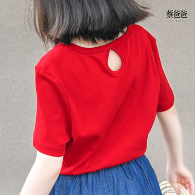 女童装时尚夏装纯色短袖上衣