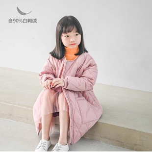 女童中长款 粉色棉服 棉袄中童保暖夹棉外套099 2025冬装 蔡爸爸童装