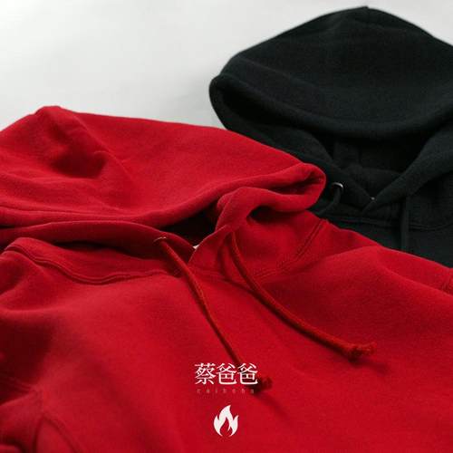 蔡爸爸中国红男女卫衣情侣款大码加绒连帽卫衣青少年 捡漏特价A99