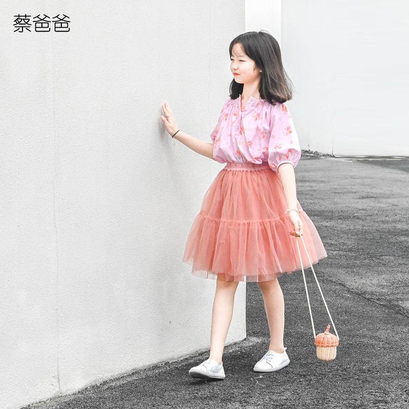 蔡爸爸女童全棉粉色宽松上衣