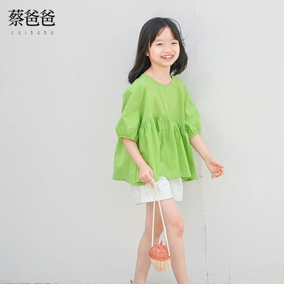 清新夏季中袖衬衫韩宽松套头上衣