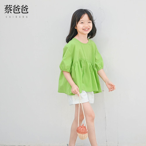 清新夏季中袖衬衫韩宽松套头上衣