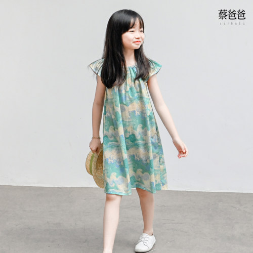 蔡爸爸女童连衣裙夏无袖连衣裙