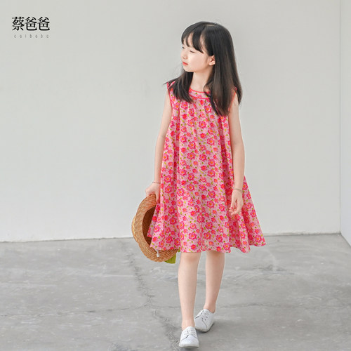 女连衣裙夏红色碎花连衣裙子