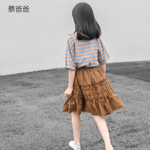 短袖条纹上衣大童t恤母女夏装