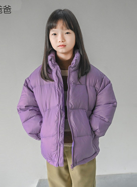 蔡爸爸童装新款冬装棉服外套女大童高领面包服紫色拉链厚棉衣1371