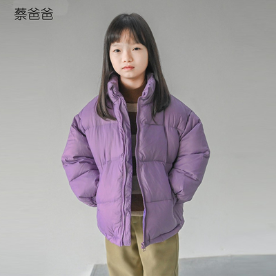 女冬高领面包服紫色拉链厚棉衣