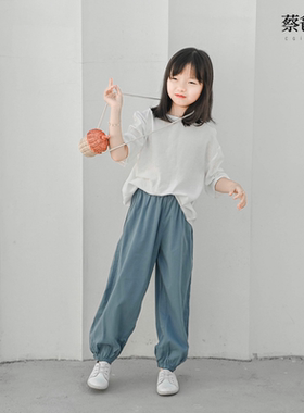 蔡爸爸童装时尚百搭夏装束脚裤男女大童防蚊防晒长裤717+132+986