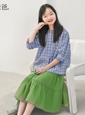 蔡爸爸童装小清新绿色A字半身裙春夏装儿童裙子女孩353+857+1308