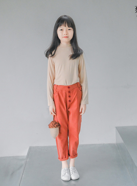蔡爸爸童装 2026新款春秋装百搭休闲裤男女中童橙色长裤子089+806