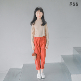 子089 蔡爸爸童装 806 男女中童橙色长裤 百搭休闲裤 2026新款 春秋装