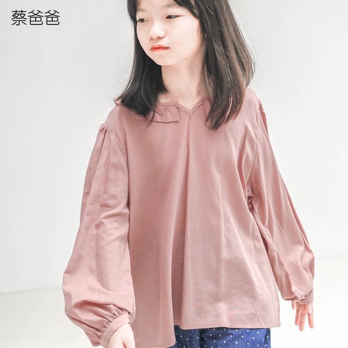 长袖粉色女童文艺春秋装防晒衬衣