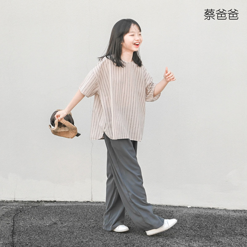 蔡爸爸童装新款文艺长裤夏装女中童少女灰色休闲阔腿裤子156+177,童装/婴儿装/亲子装,裤子,淘宝优惠券,粉丝福利购,淘宝优惠卷