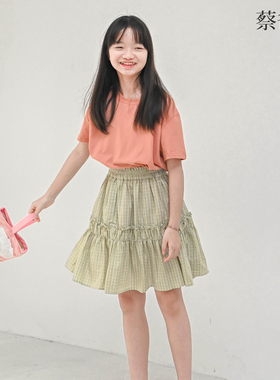 蔡爸爸原创童装新款夏装文艺格子半身裙女大童超好看裙子866+532