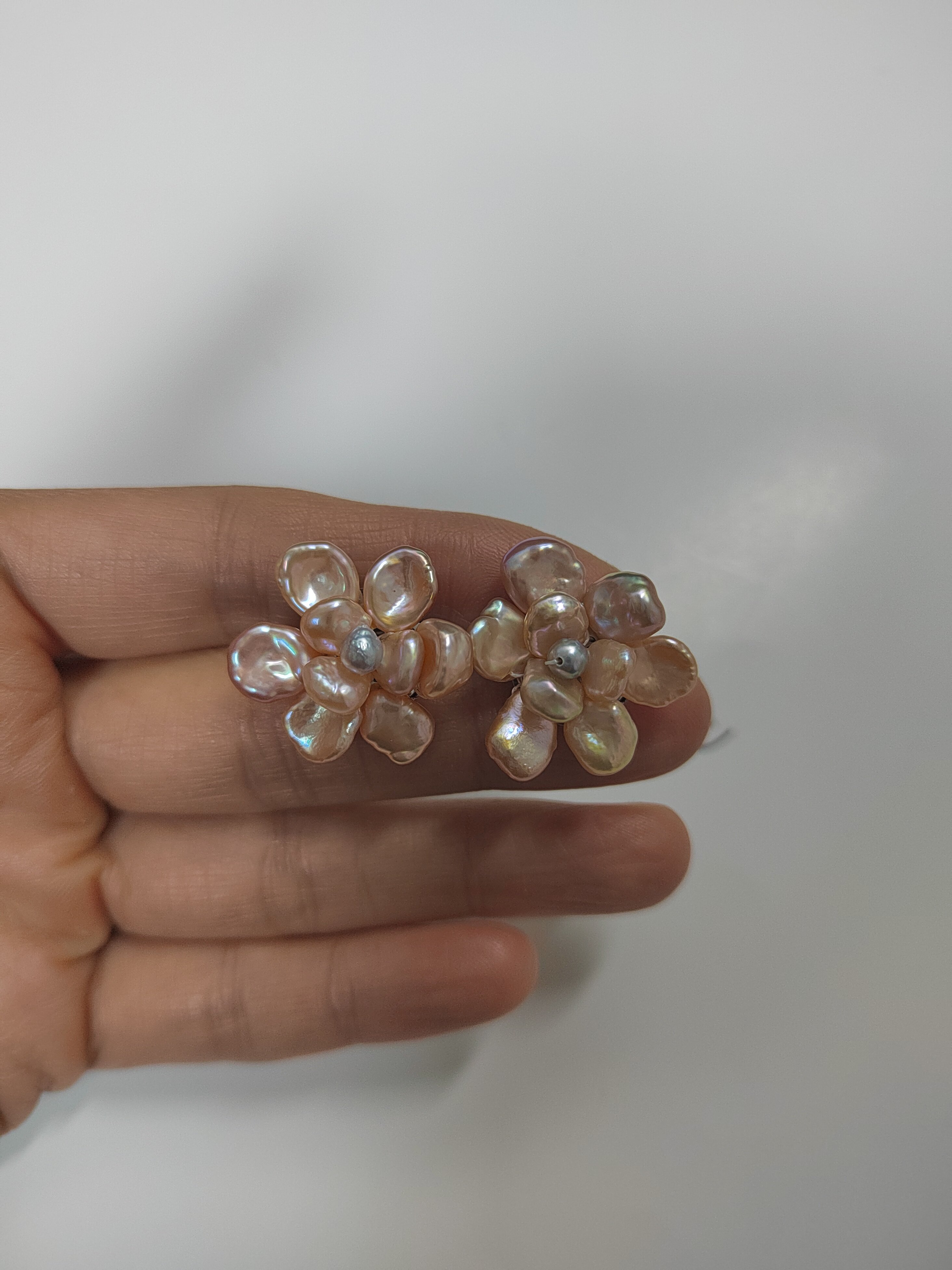 天然海水真多麻巴洛克淡水花瓣珍珠耳钉