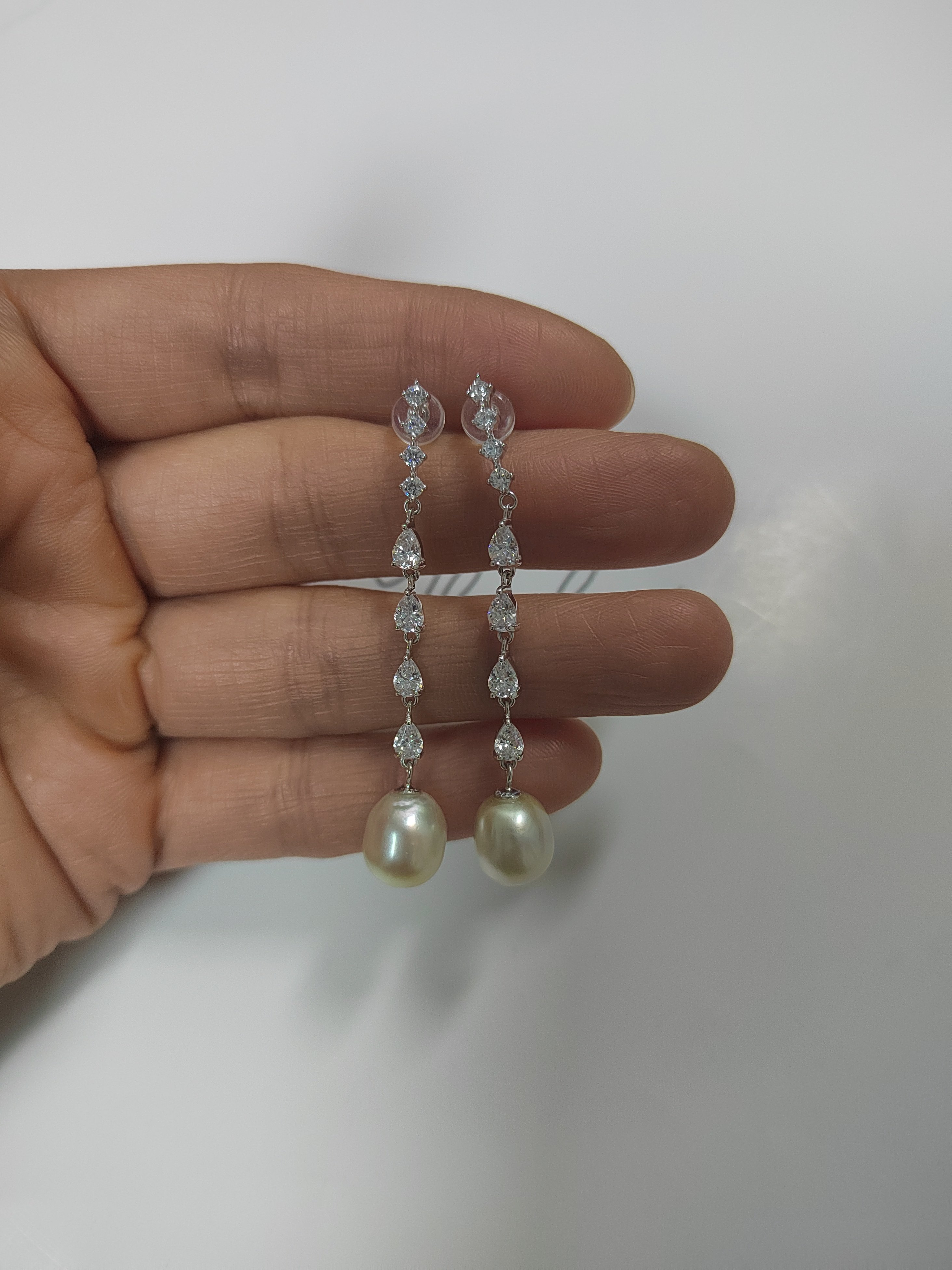 天然海水澳白巴洛克珍珠耳环纯银耳线耳钉