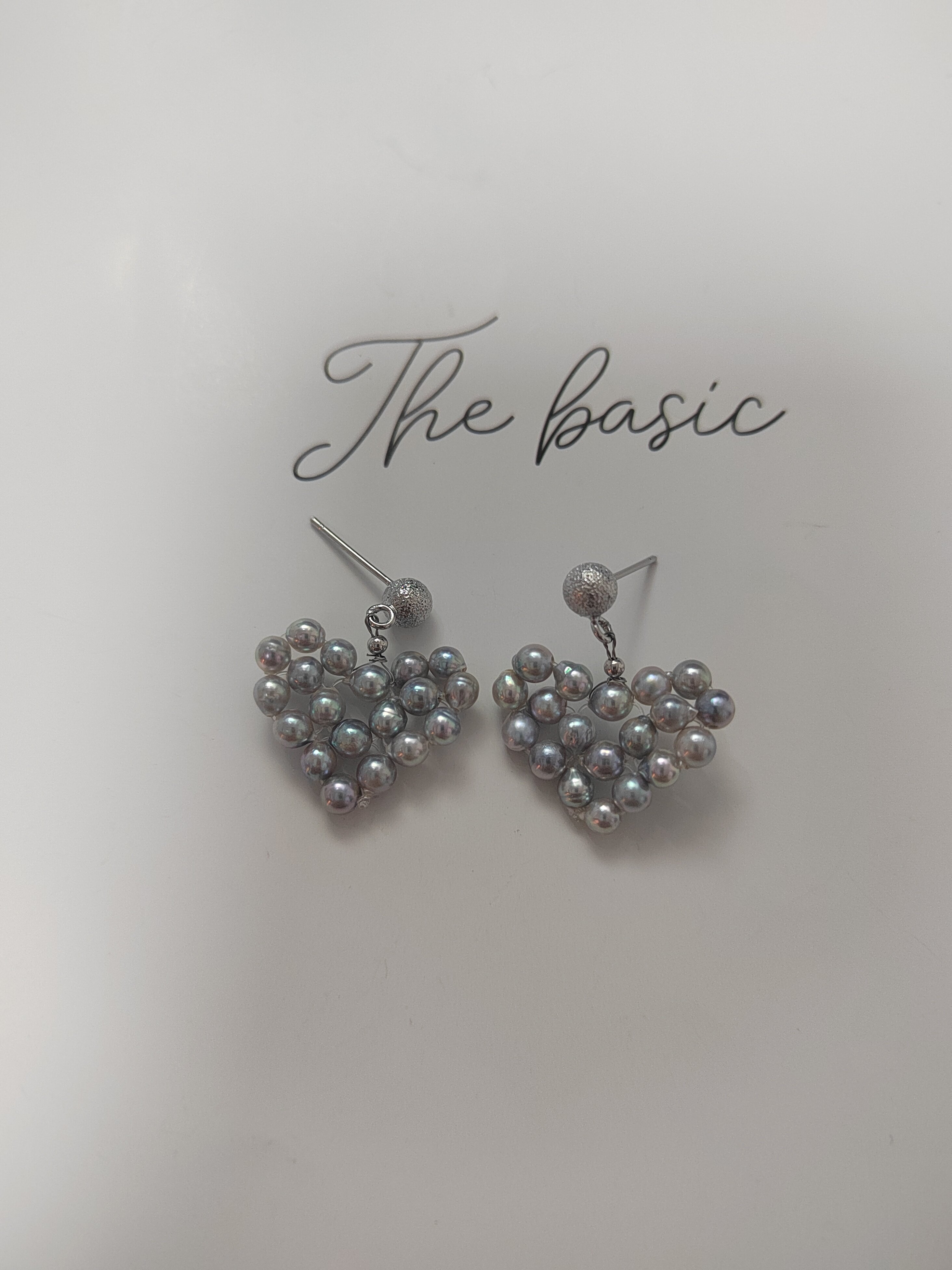 天然海水巴洛克珍珠耳钉编织款爱心耳环银针设计款