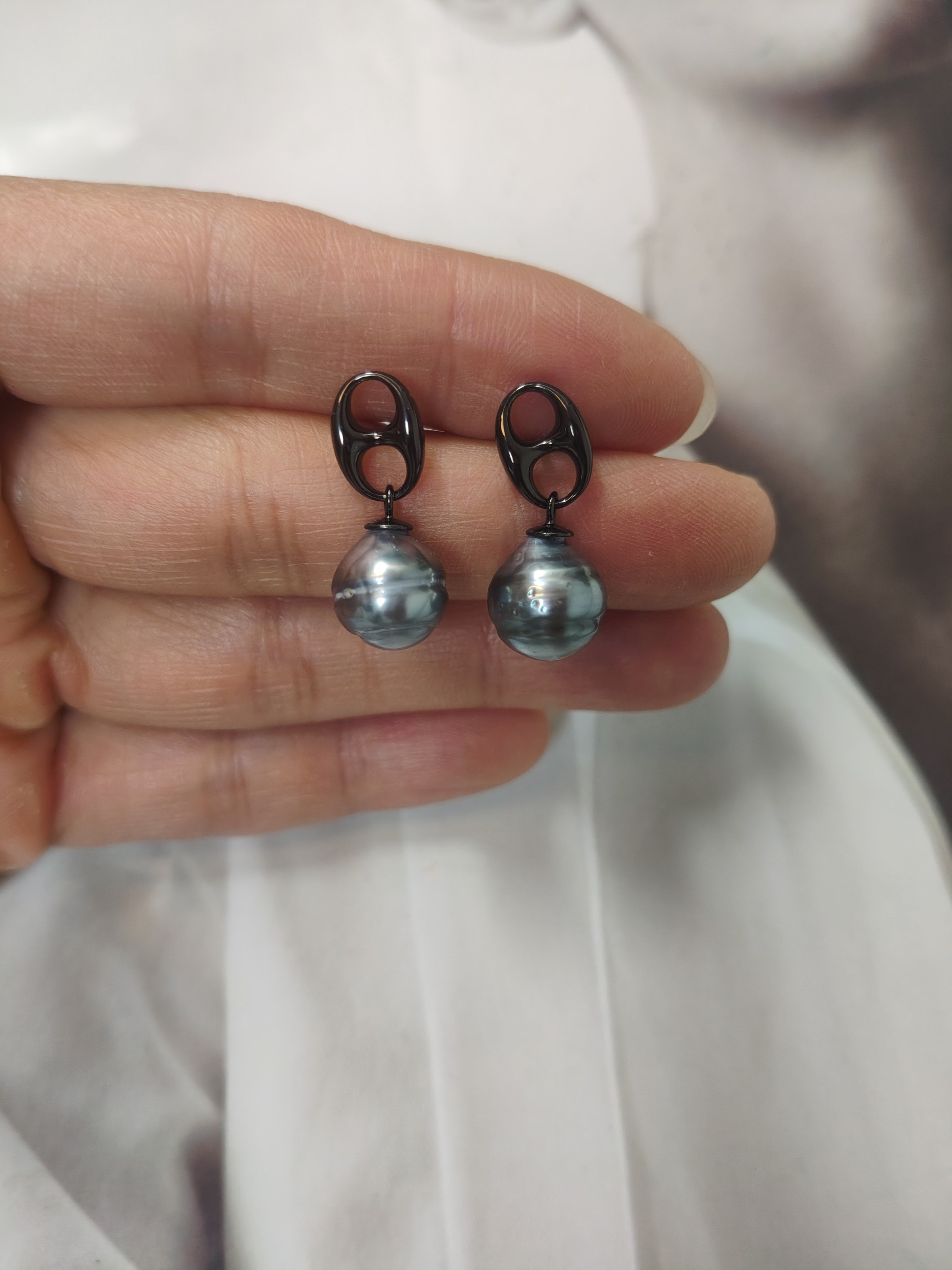 天然海水大溪地巴洛克珍珠耳环纯银耳钉