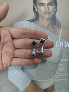 天然海水大溪地巴洛克珍珠耳环纯银耳钉