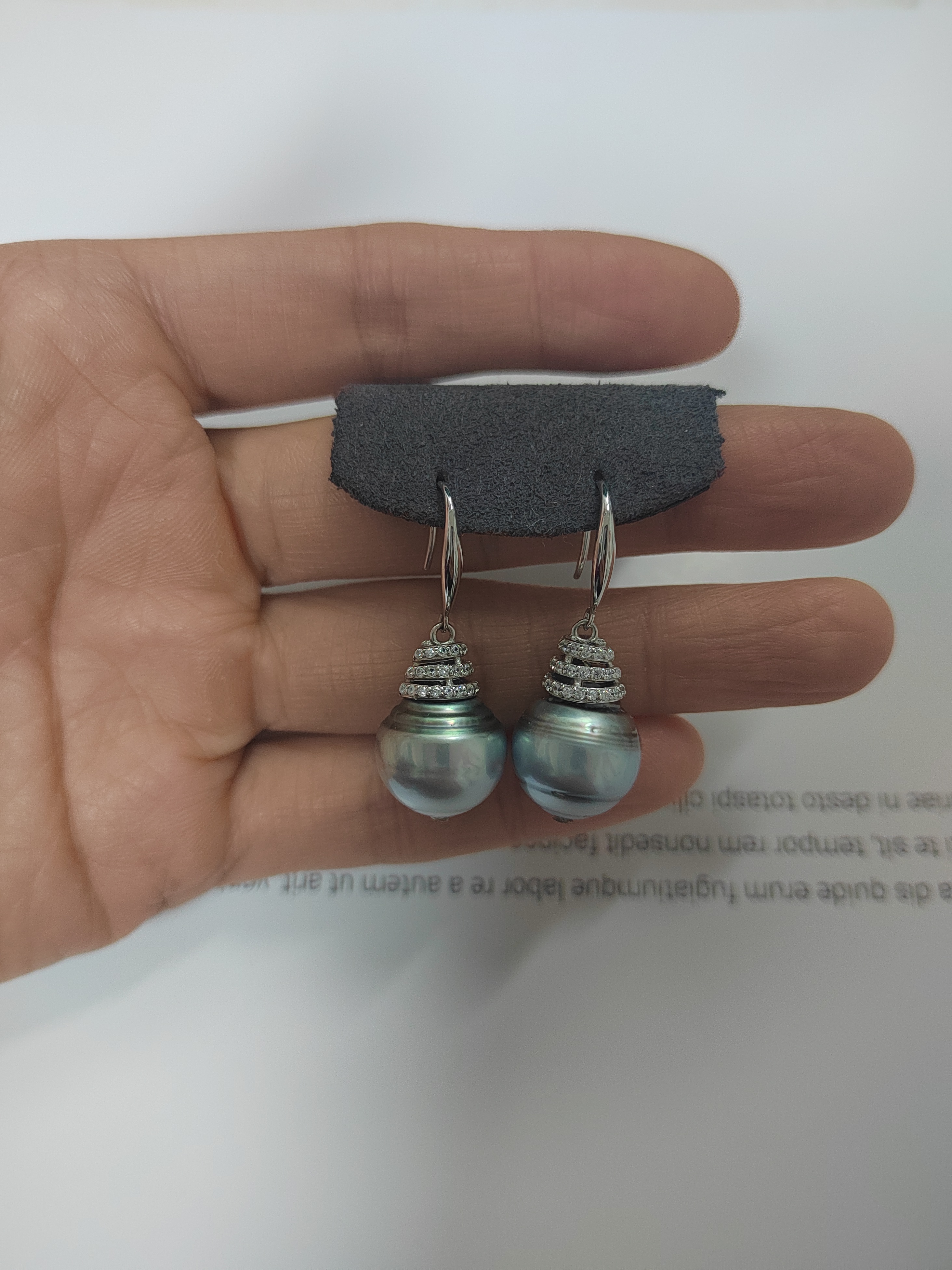 天然海水大溪地巴洛克珍珠耳环纯银耳钩12+