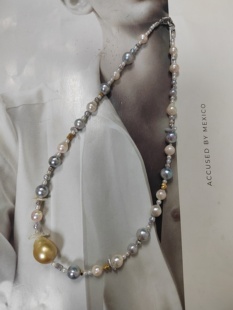 天然海水金珠真多麻ak巴洛克珍珠项链混搭