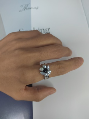 天然海水澳白凯西珍珠戒指纯银戒指