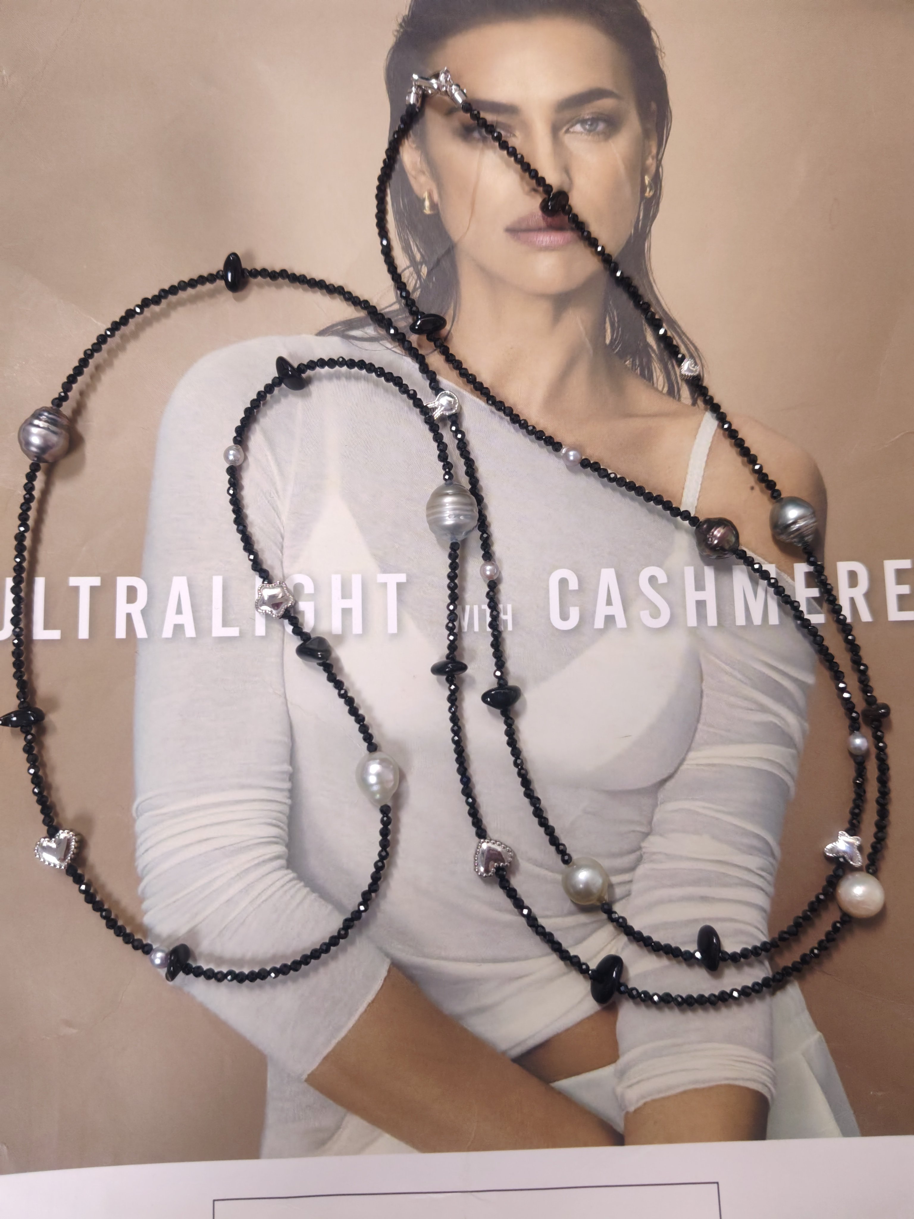 天然海水大溪地真多麻巴洛克珍珠项链毛衣链长链