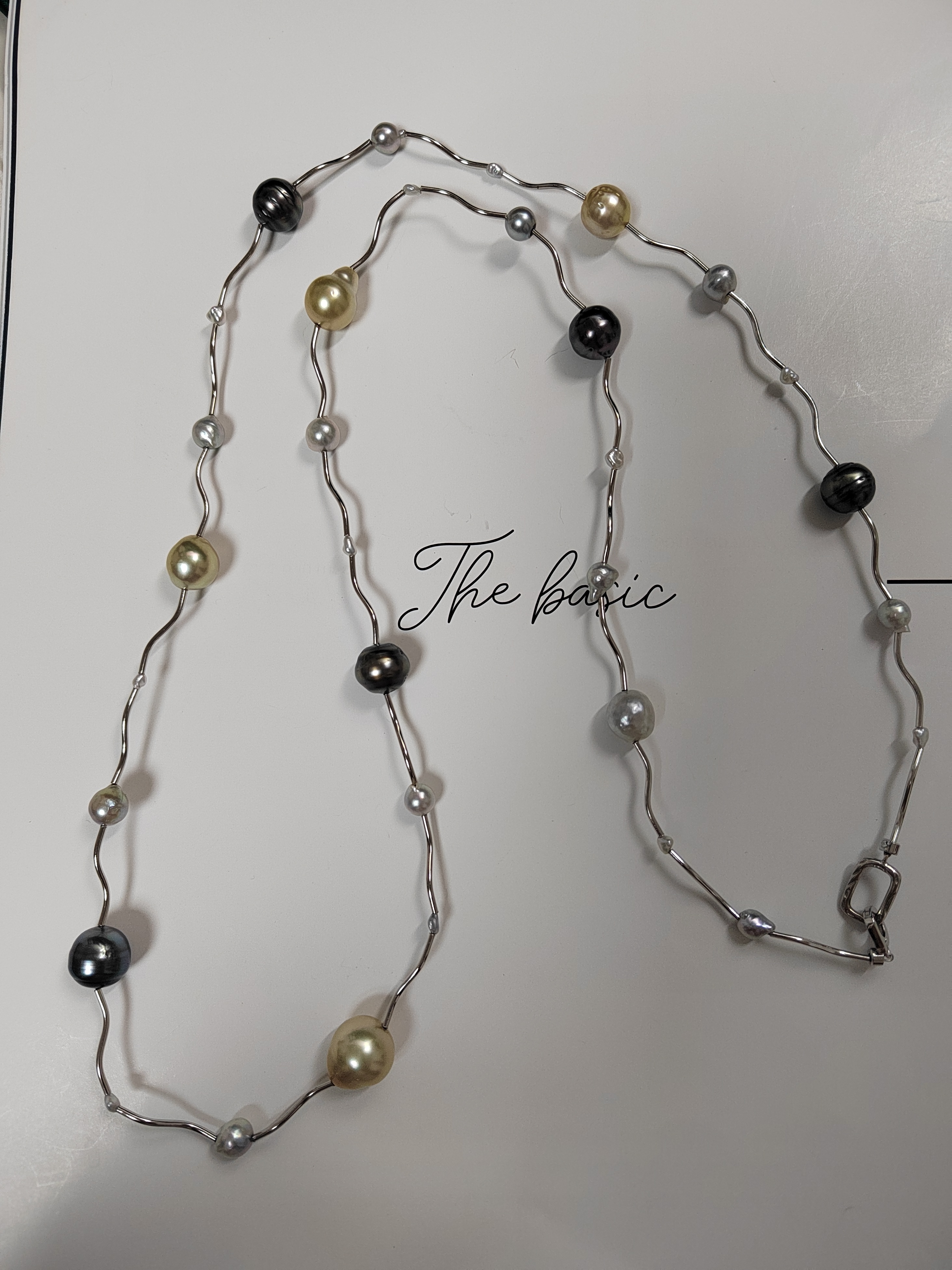 天然海水金珠大溪地澳白凯西珍珠项链毛衣链长链纯银