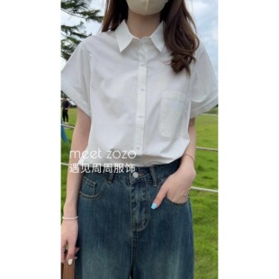 【周周】《佳期如梦》夏季立领立体裁剪短袖衬衫 32041