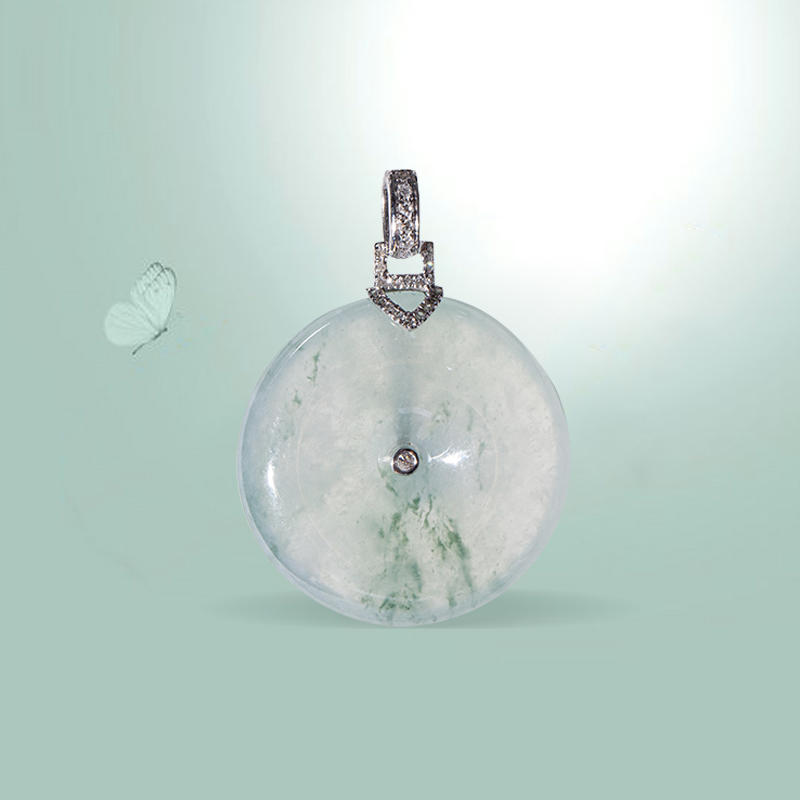 阿朵丽兹 天然缅甸翡翠a货晴绿底飘花意境高冰平安扣吊坠之二