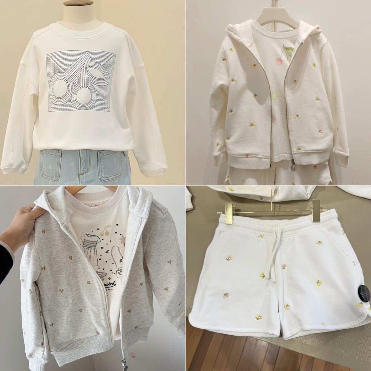 法单~女童樱桃毛圈卫衣外套 儿童春秋连帽拉链外套 休闲运动套装