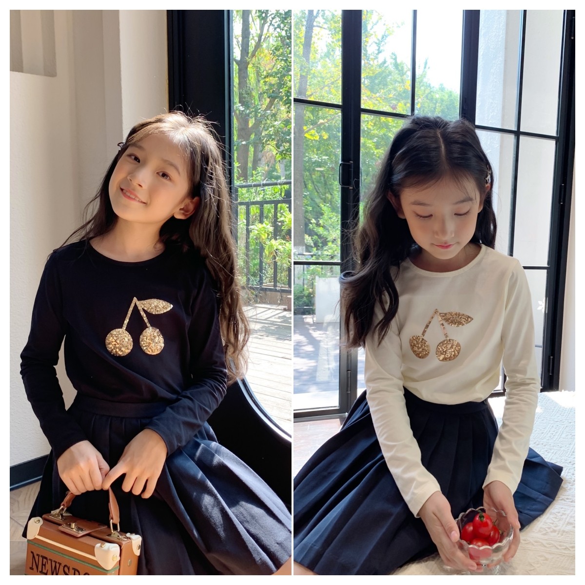 女童两色亮片樱桃T恤 儿童长袖秋冬T恤衫 25新款内搭T恤,童装/婴儿装/亲子装,T恤,淘宝优惠券,粉丝福利购,淘宝优惠卷