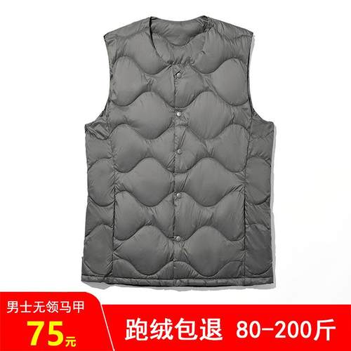 加肥加大码轻薄羽绒服无领羽绒马甲男内胆背心坎肩外穿中老年爸爸
