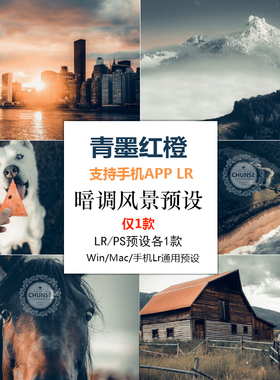 红橙青墨绿暗调旅拍电影色调手机lightroom电脑LR/PS/ACR预设S8