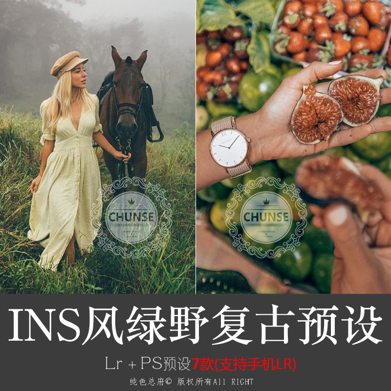 风复古绿野LR预设 旅拍博主网红人像摄影PS/ACR预设手机lr滤镜