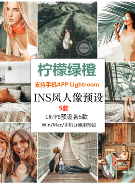 ins风柠檬绿橙色调手机lr预设电脑LR/PS/ACR人像lightroom预设S14